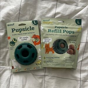 NWT Unopened Woof Pupsicle Dog Toy & Refill Pops Size Large